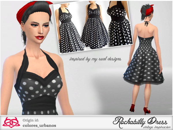 Sims 4 Rockabilly Dress v2 by Colores Urbanos at TSR