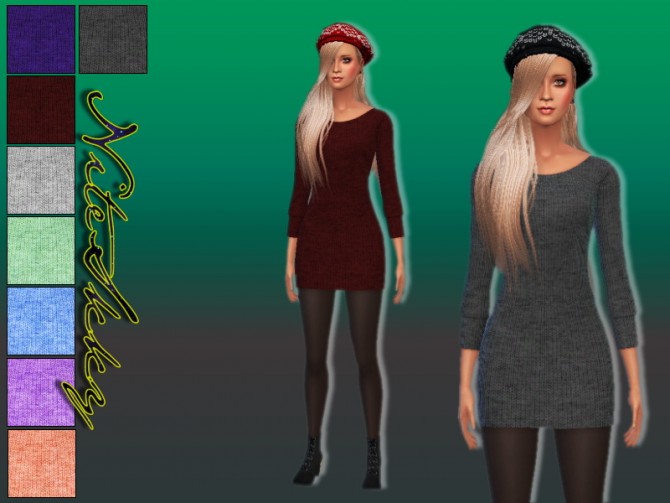 Sims 4 Basic Knit Sweater Dress at NiteSkky Sims