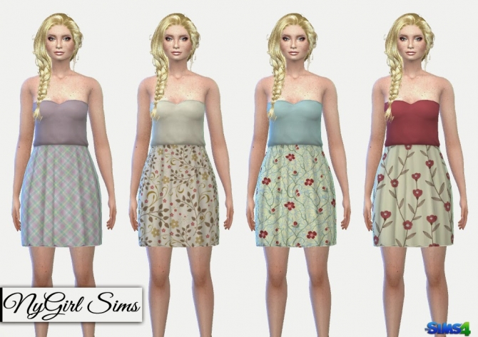 Sims 4 Strapless Printed Sundress at NyGirl Sims