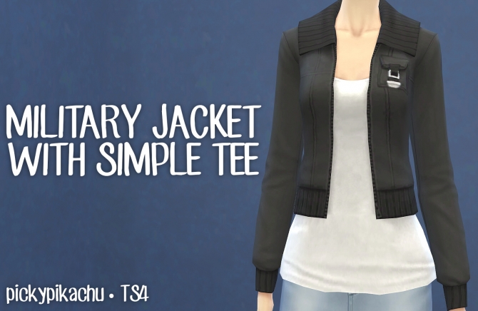 Sims 4 Military Jacket with Simple Tee at Pickypikachu