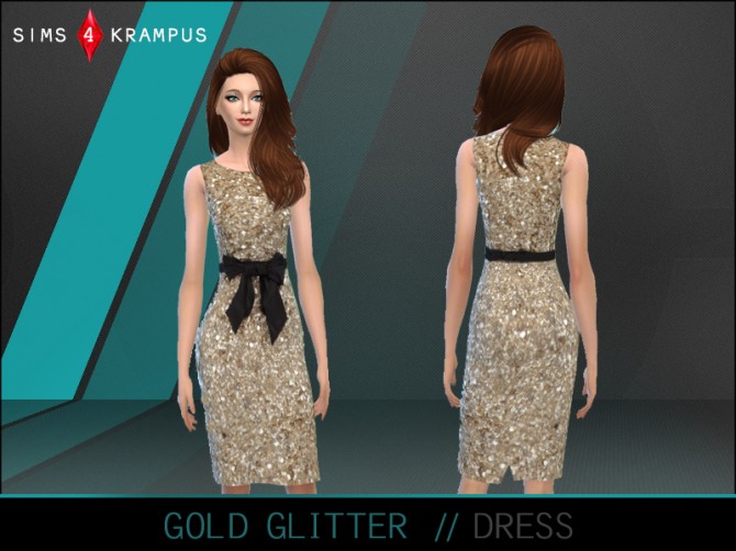 Sims 4 Gold glitter dress at Sims 4 Krampus