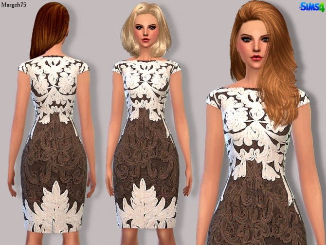 Sims 4 Venezia Praline &Cream Dress by Margie at Sims Addictions