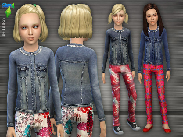 Sims 4 Short Denim Jacket & Pants by Lillka at TSR