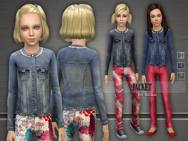 Sims 4 Short Denim Jacket & Pants by Lillka at TSR