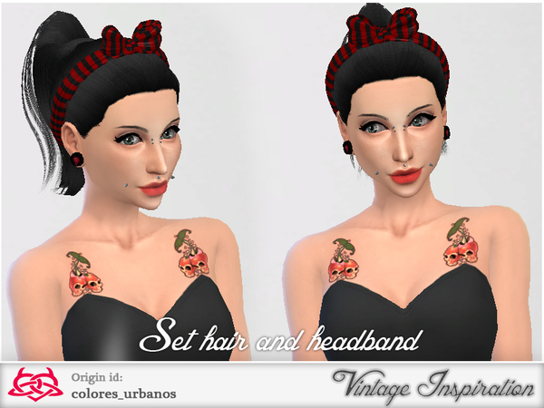 Sims 4 Retro alternative hair & headband 03 by Colores Urbanos at TSR