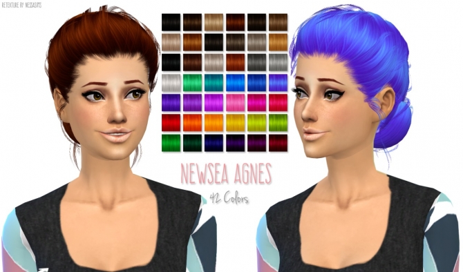 Sims 4 Newsea Agnes hair retexture at Nessa Sims