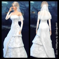 Lace Wedding Gown with sleeves at Amberlyn Designs » Sims 4 Updates