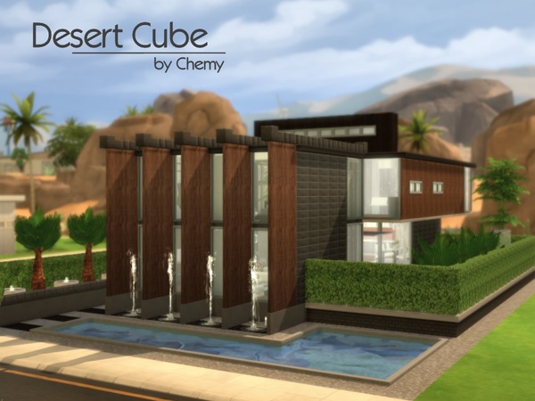 Sims 4 Desert Cube house by chemy at TSR