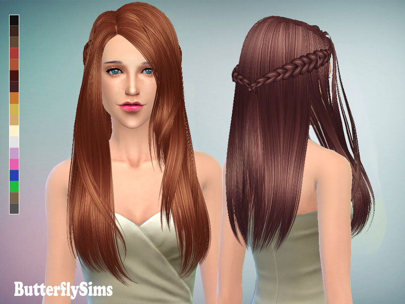 Long hair 136 with braids (Pay) at Butterfly Sims » Sims 4