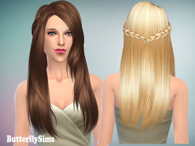 Sims 4 Long hair 136 with braids (Pay) at Butterfly Sims