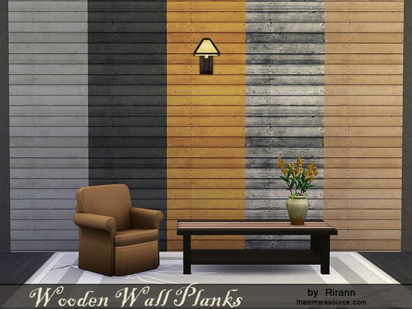 Sims 4 Wooden Wall Planks by Rirann at TSR