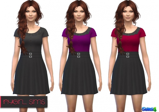 Sims 4 Double Belted Button Dress at NyGirl Sims