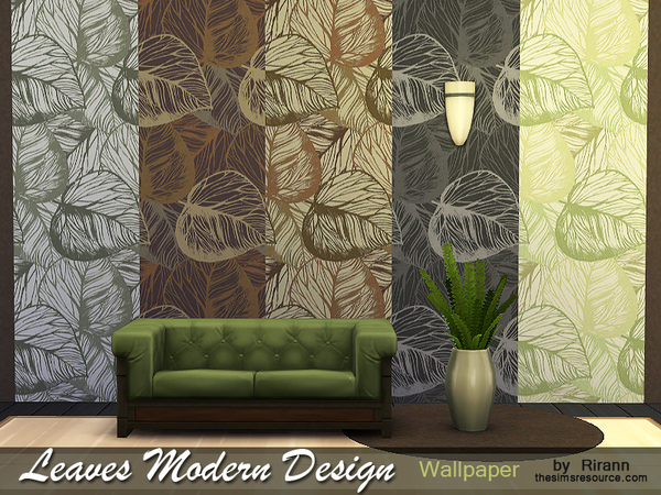 Sims 4 Leaves Modern Wallpaper by Rirann at TSR