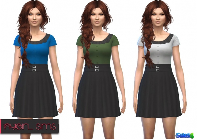 Sims 4 Double Belted Button Dress at NyGirl Sims