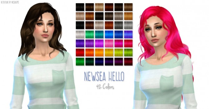 Sims 4 Newsea Hello hair retexture at Nessa Sims