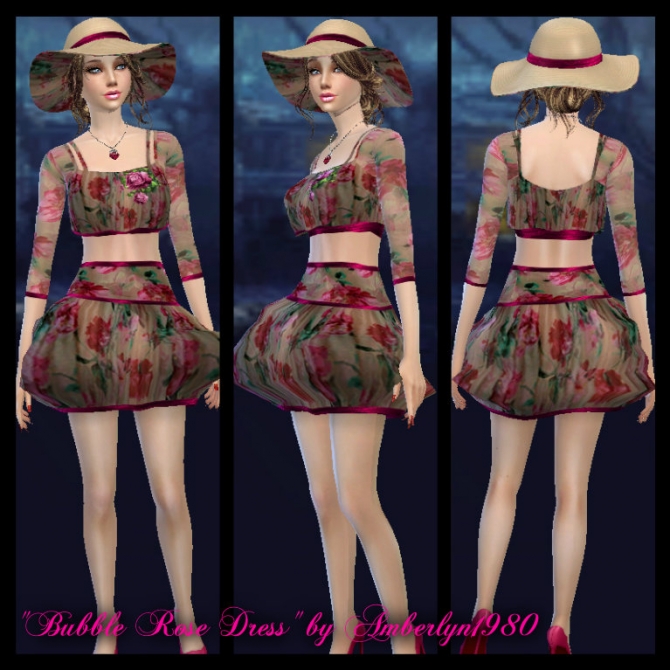 Sims 4 Bubble Rose Dress & Hat at Amberlyn Designs