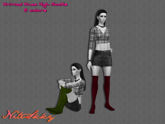 Sims 4 8 knitted knee high socks at NiteSkky Sims