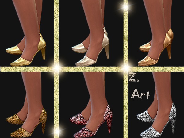 Sims 4 Metallic Look shoes by Zuckerschnute20 at TSR