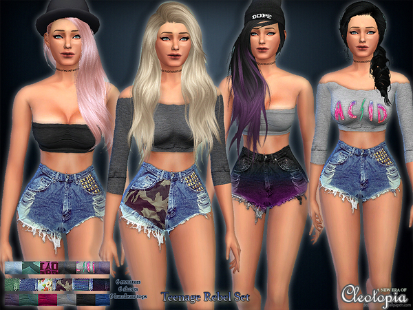 Sims 4 Set 25 Rebel Casual Set by Cleotopia at TSR