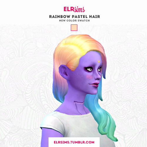 Sims 4 RAINBOW PASTEL HAIR at ELRsims
