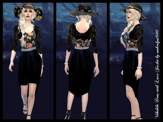 Sims 4 Romantic Dress with Lace Jacket and Hat at Amberlyn Designs