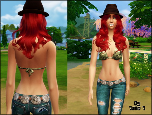 Sims 4 Camouflage Top by Julie J at Julie J