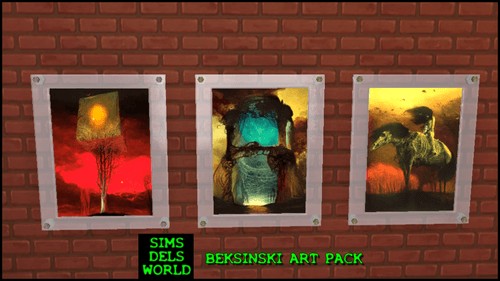 Sims 4 Beksiński paints and clocks at SimsDelsWorld
