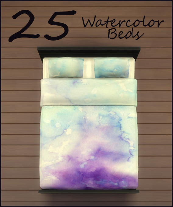 Sims 4 25 Watercolor beddings by PearlStitches at Mod The Sims