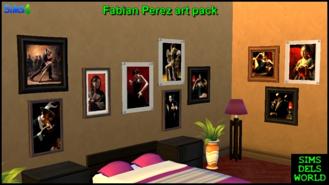 Sims 4 Fabian Perez art pack (paints) at SimsDelsWorld