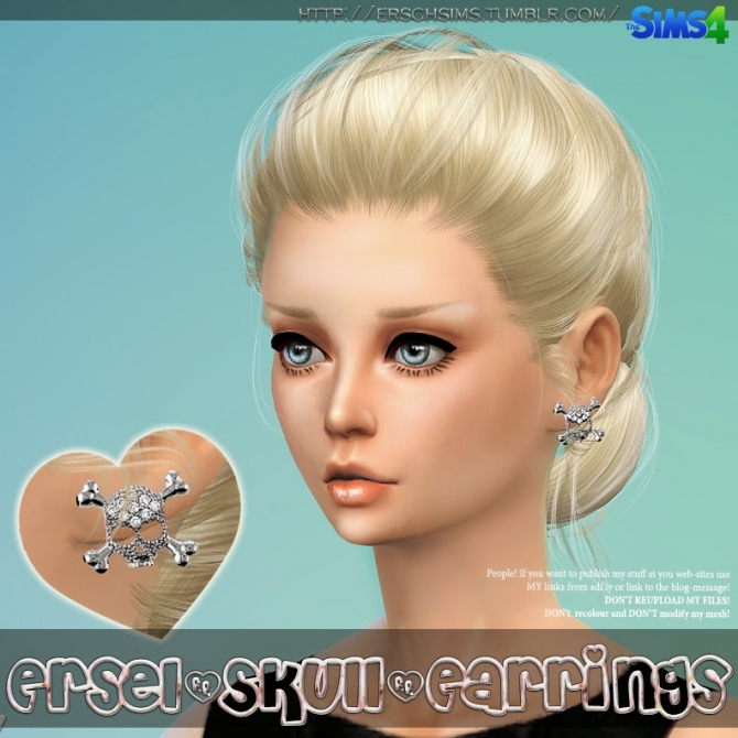 Sims 4 Skull earrings by Ersel at ErSch Sims