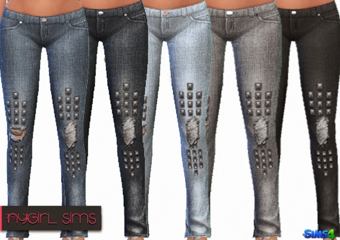 Sims 4 Crop Tank and Studded Jeans at NyGirl Sims