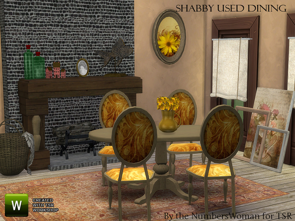 Sims 4 Shabby Bargain Chic Dining by TheNumbersWoman at TSR
