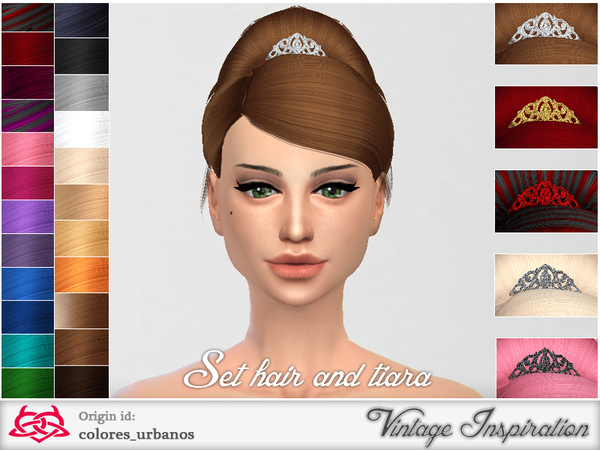 Sims 4 Set retro alternative hair & tiara 02 by Colores Urbanos at TSR