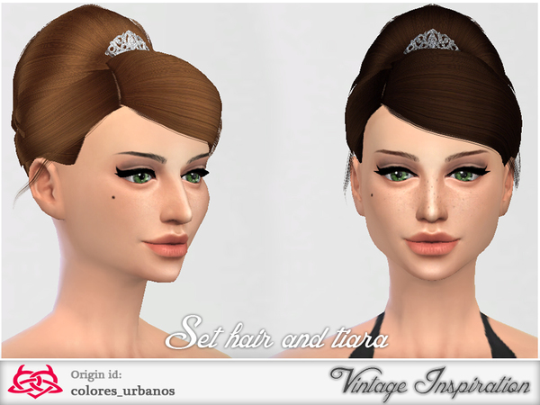 Sims 4 Set retro alternative hair & tiara 02 by Colores Urbanos at TSR