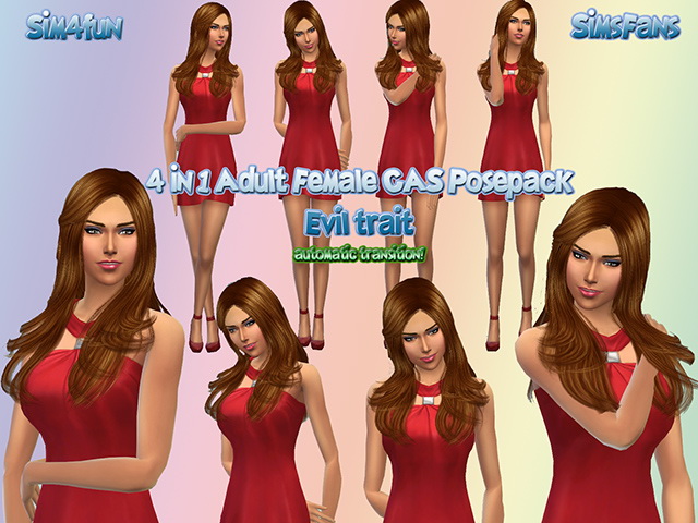 Sims 4 Female 4 in 1 CAS Posepack by Sim4fun at Sims Fans