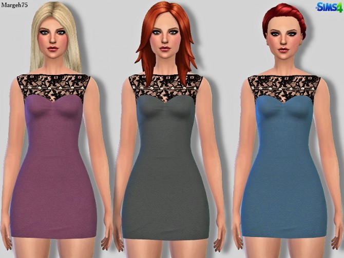 Sims 4 Sandro Pearl & Lace Dress by Margie at Sims Addictions