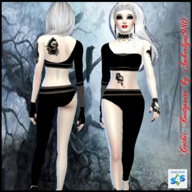 Sims 4 Gothic Bodysuit at Amberlyn Designs