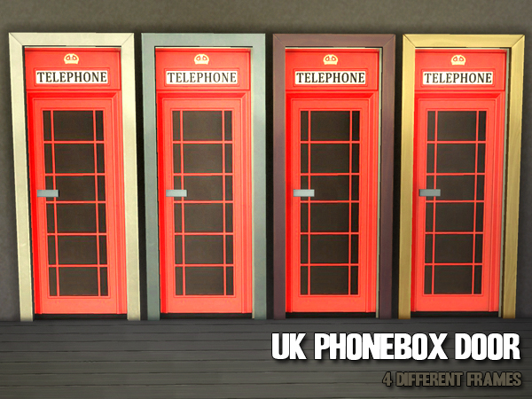 Sims 4 UK phone box door by Waterwoman at Akisima