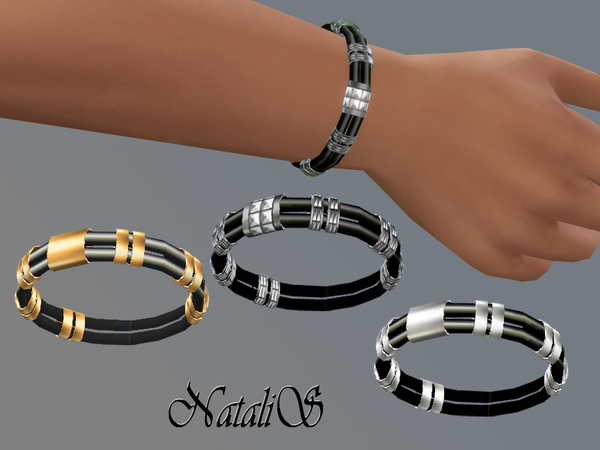 Sims 4 Rubber and metal bracelet for males by NataliS at TSR
