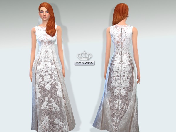 Sims 4 Lace Wedding Dress Sarah by EsyraM at TSR