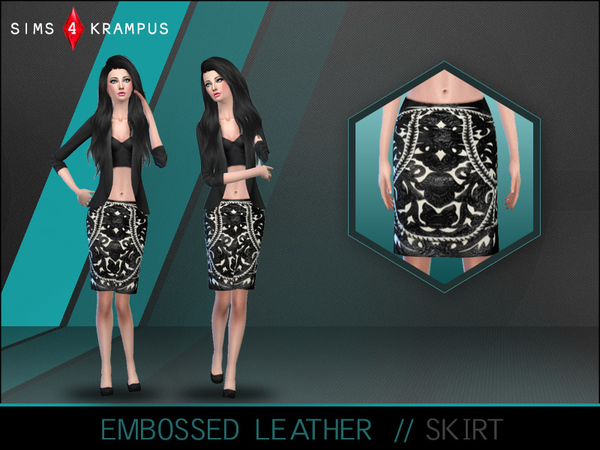 Sims 4 Embossed Leather Skirt by SIms4Krampus at TSR