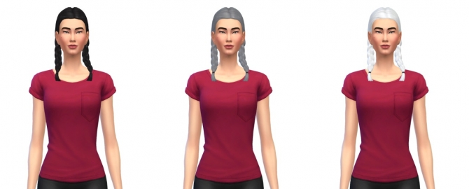 Sims 4 Pigtails braid 17 colors at Busted Pixels