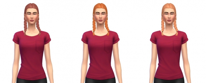 Sims 4 Pigtails braid 17 colors at Busted Pixels
