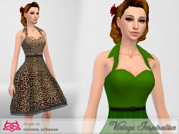 Sims 4 Rockabilly Dress v4 by Colores Urbanos at TSR