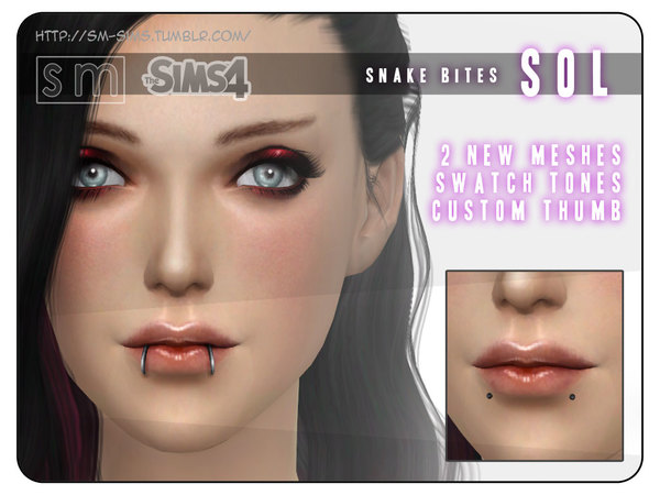 Sims 4 Snakebite Piercings by Screaming Mustard at TSR