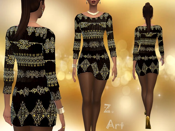 Sims 4 Oriental dress by Zuckerschnute20 at TSR
