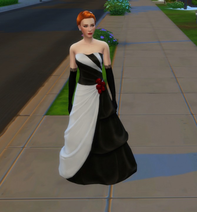 Sims 4 Black&White wedding dress by Thérèzsc at Mod The Sims