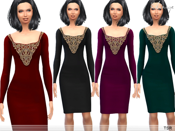Sims 4 Embroidered Dress by ekinege at TSR