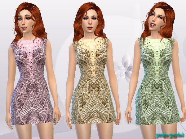 Sims 4 Sleeveless Short Dress by paulo paulol at TSR