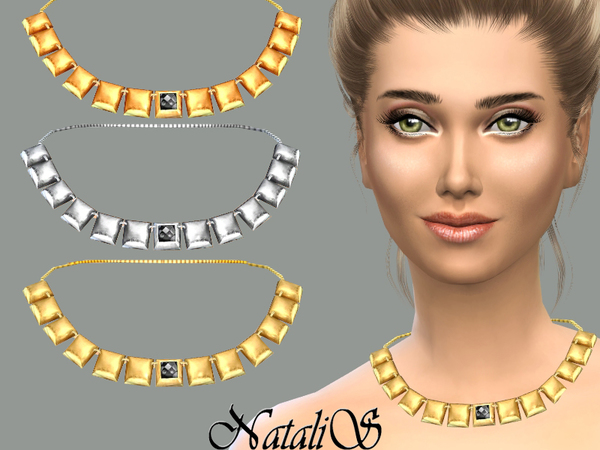Sims 4 Squares Metal Necklace by NataliS at TSR
